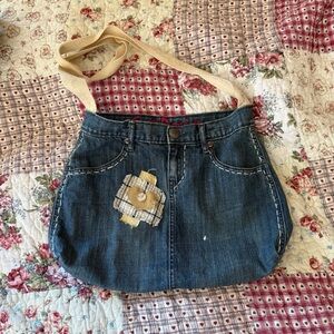 gap denim patchwork denim heart bag